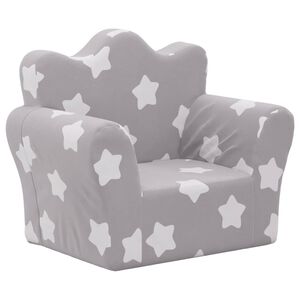 vidaXL Sof&aacute; infantil c/ estrelas pel&uacute;cia macia cinzento-claro