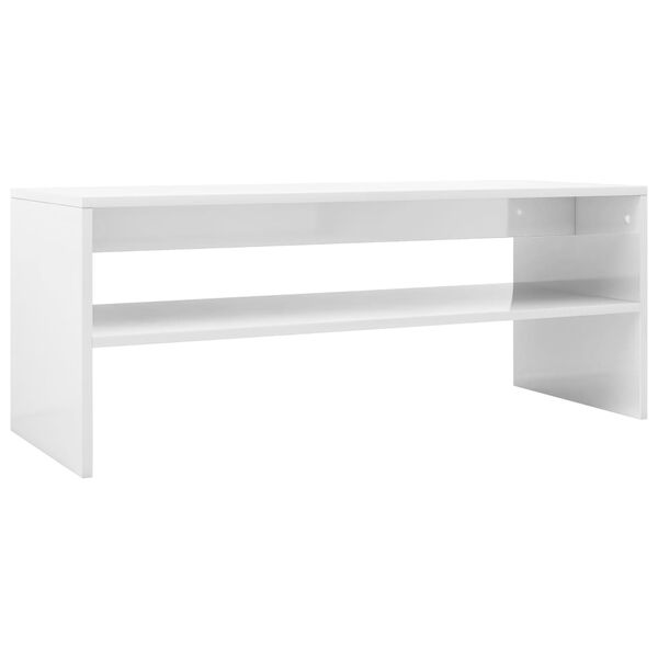 vidaXL Mesa de centro 100x40x40 cm contraplacado branco brilhante