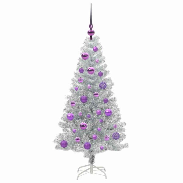 vidaXL &Aacute;rvore de Natal com 150 LEDs com suporte Prateado 120 cm PET