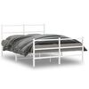 vidaXL Estrutura de cama com cabeceira e p&eacute;s 135x190 cm metal branco
