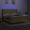 vidaXL Cama box spring c/ colch&atilde;o e LED 180x200 cm tecido verde