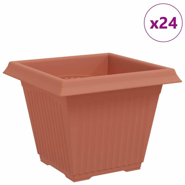 vidaXL Vaso Quadrado para Flores 24 pcs Vermelho Tijolo Pl&aacute;stico