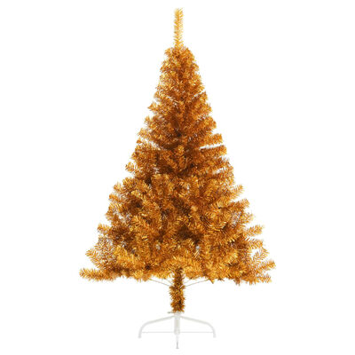 vidaXL Meia árvore de Natal artificial com suporte 180 cm PET dourado