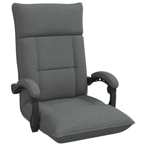 vidaXL Cadeira de ch&atilde;o ajust&aacute;vel Cinzento-Escuro Tecido