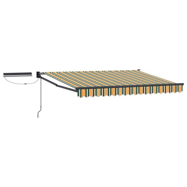 vidaXL Toldo Retr&aacute;til El&eacute;trico Verde e Amarelo 3,5 x 2,5 m