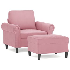 vidaXL Poltrona com apoio de p&eacute;s 60 cm veludo rosa