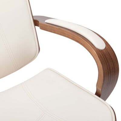 vidaXL Cadeira giratória c/ encosto couro artif. madeira curvada creme