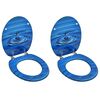 vidaXL Assentos sanita com tampas 2 pcs MDF design gotas &aacute;gua azul
