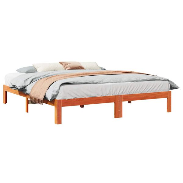 vidaXL Cama sem colch&atilde;o 160x200 cm madeira pinho maci&ccedil;o castanho-mel