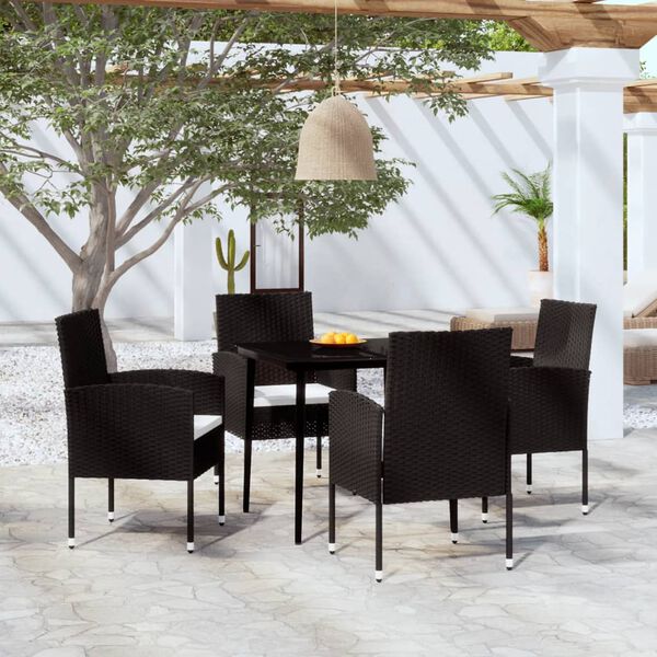 vidaXL 5 pcs Conjunto de jantar para jardim preto
