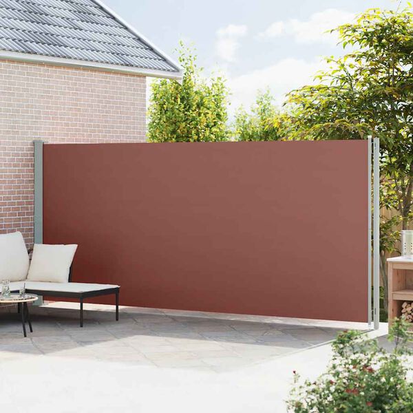 vidaXL Toldo lateral retr&aacute;til para p&aacute;tio 200x600 cm castanho