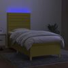 vidaXL Cama box spring c/ colch&atilde;o e LED 90x190 cm tecido verde