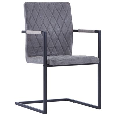 vidaXL Cadeiras de jantar cantilever 2pcs couro artif. cinzento-escuro