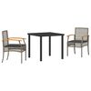 vidaXL Conjunto de Jantar para Jardim 3 unid. Cinza e Preto Vime