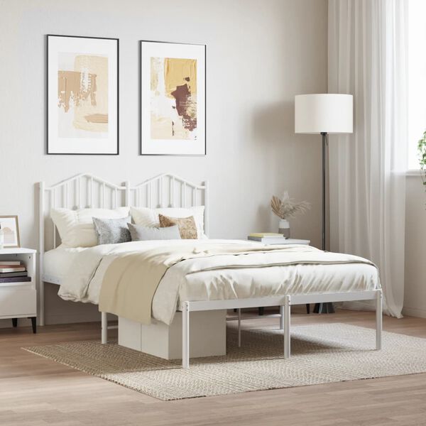 vidaXL Estrutura de cama com cabeceira 120x190 cm metal branco