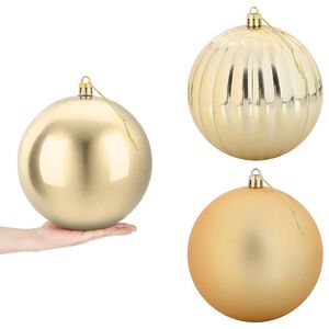 vidaXL Conjunto de bolas de Natal XXL 3 unid. Ouro &Oslash; 25 cm Pl&aacute;stico