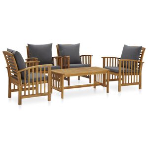 vidaXL 5 pcs conjunto lounge de jardim com almofad&otilde;es ac&aacute;cia maci&ccedil;a