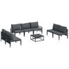 vidaXL Conjunto de Sofá de Jardim com almofada 8 pcs Preto Aço