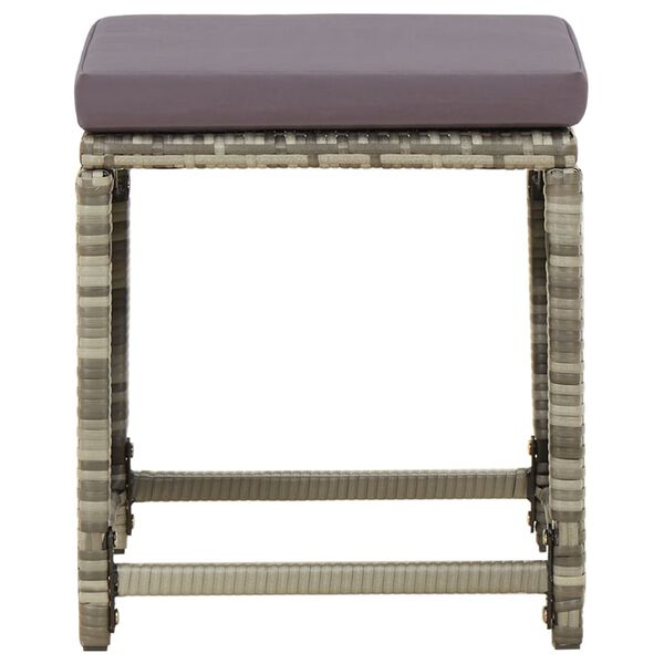 vidaXL Bancos de jardim 4 pcs com almofad&otilde;es vime PE cinzento