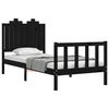 vidaXL Estrutura de cama com cabeceira 90x190 cm madeira maciça preto