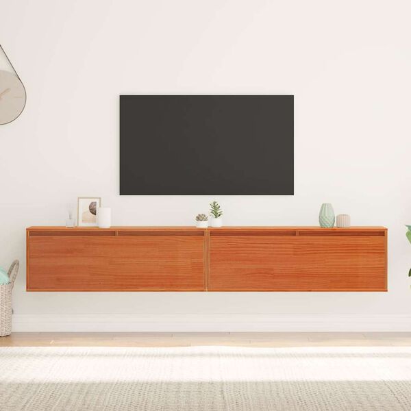 vidaXL Arm&aacute;rio de Parede Marrom Cera Madeira de Pinheiro S&oacute;lida