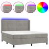 vidaXL Cama box spring c/ colch&atilde;o/LED 160x200 cm veludo cinzento-claro