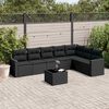 vidaXL 8 pcs conjunto sofás de jardim com almofadões vime PE preto