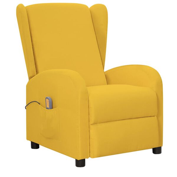 vidaXL Poltrona de massagens tecido amarelo