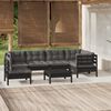 vidaXL 7 pcs conjunto lounge de jardim c/ almofad&otilde;es pinho preto