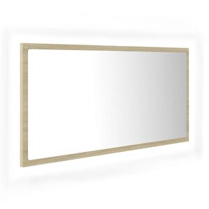 vidaXL Espelho casa banho c/ LED 90x8,5x37 cm acr&iacute;lico carvalho sonoma