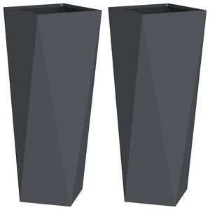 vidaXL Floreira 2 pcs Antracite 30 x 30 x 75 cm A&ccedil;o