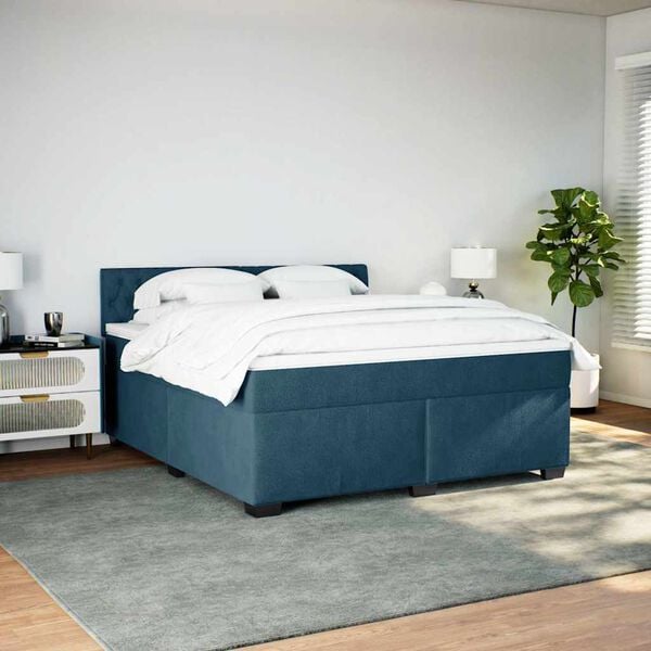 vidaXL Cama com molas/colch&atilde;o 180x200 cm veludo azul