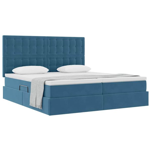 vidaXL Cama com Armazenamento Azul Escuro 200 x 200 cm Veludo