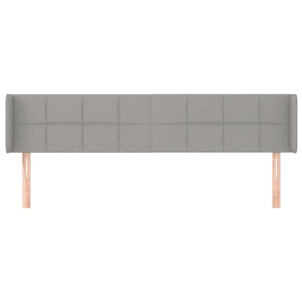 vidaXL Cabeceira de cama c/ abas tecido 147x16x78/88 cm cinzento-claro