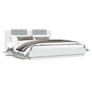 vidaXL Estrutura cama c/ cabeceira 180x200 cm derivados madeira branco