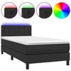vidaXL Cama box spring c/ colch&atilde;o/LED 80x200 cm couro artificial preto