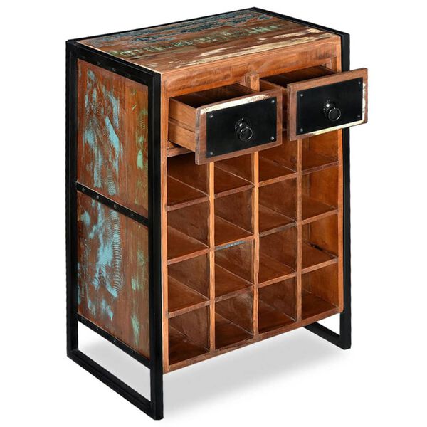 vidaXL Garrafeira para 16 garrafas madeira reciclada maciça