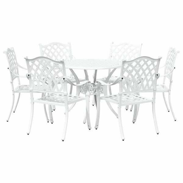 vidaXL Conjunto de Jantar para Jardim 7 pcs Branco Alum&iacute;nio