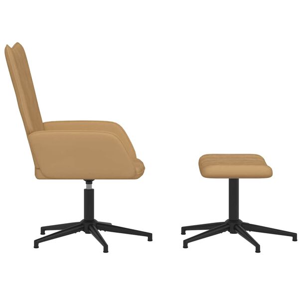 vidaXL Cadeira de descanso com banco veludo castanho