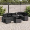 vidaXL 8 pcs conjunto sof&aacute;s de jardim com almofad&otilde;es vime PE preto
