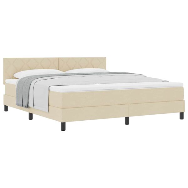 vidaXL Cama box spring com colch&atilde;o Creme 180 x 200 cm tecido
