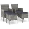 vidaXL 4 pcs conjunto de cadeiras e bancos de jardim vime PE cinzento