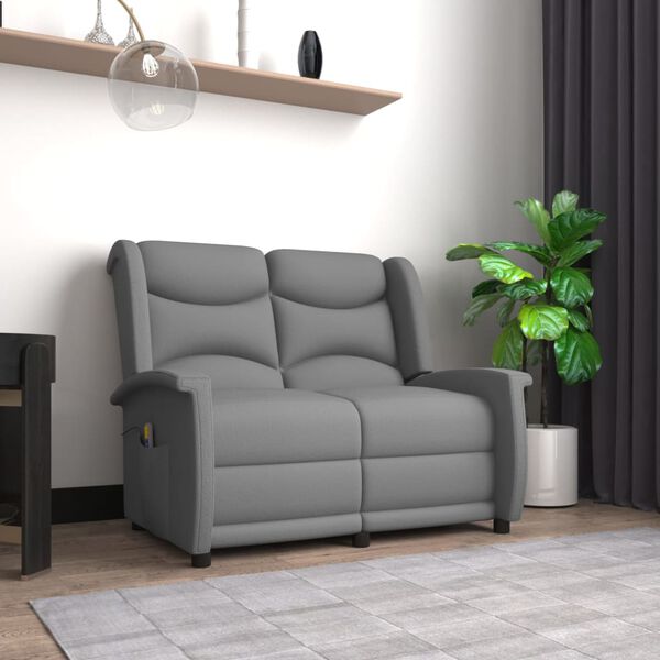 vidaXL Poltrona massagens 2 lug. reclinável microfibra cinza-claro