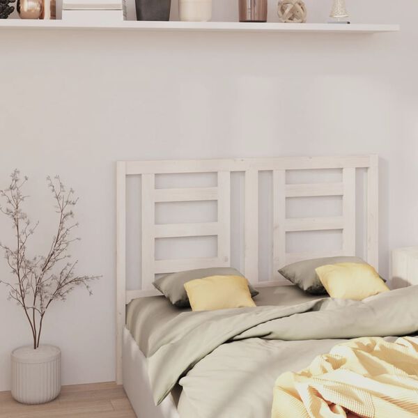 vidaXL Cabeceira de cama 141x4x100 cm pinho maci&ccedil;o branco
