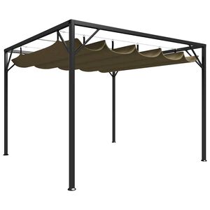 vidaXL Gazebo jardim telhado retr&aacute;til 3x3 m 180 g/m&sup2; cinza-acastanhado