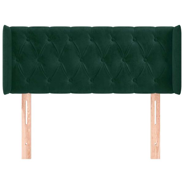 vidaXL Cabeceira de cama c/ abas veludo 103x16x78/88cm verde-escuro