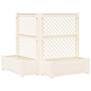 vidaXL Grande Jardineira com Treli&ccedil;a 2 unid. PP Branco