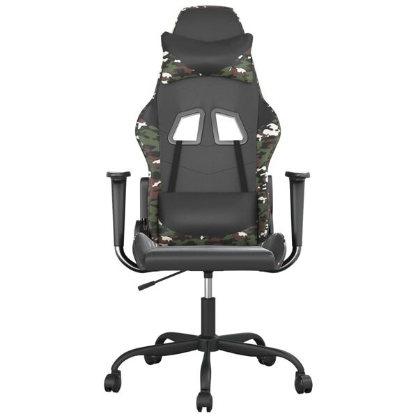 vidaXL Cadeira gaming couro artificial preto e camuflado
