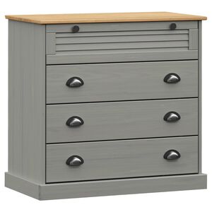 vidaXL Arm&aacute;rio com gavetas VIGO 80x40x76 cm pinho maci&ccedil;o cinzento