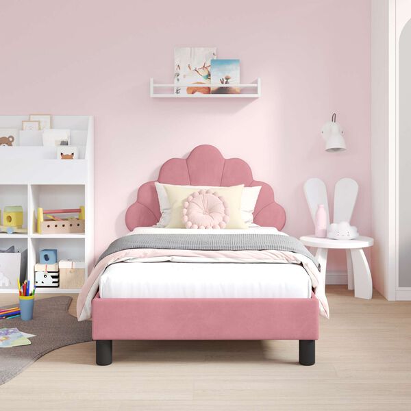 vidaXL Estrutura de Cama Infantil com Cabeceira Rosa 80 x 160 cm
